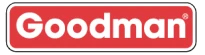 The Goodman logo with white text on a red background, outlined in white and gray.